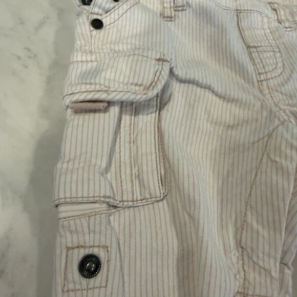 Vertbaudet Dungarees Cargo Cotton Unisex Baby 9 mos White & Tan EUC - Picture 3 of 8